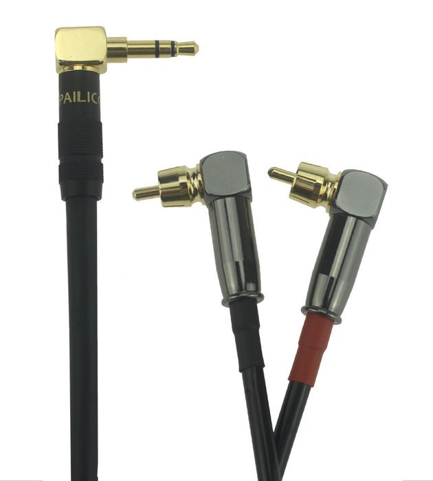 [Wv-l35rcackite-05] Hi End Stereo Audio Cable Riht Angle 1/8" 3.5mm Male to Dual Male Right Angle RCA Adapter... N4