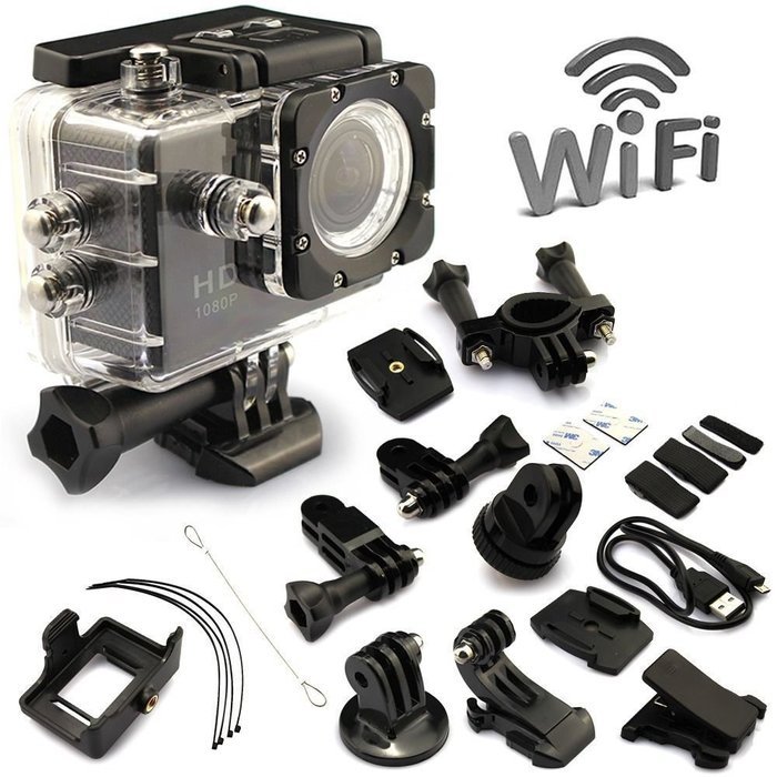 iGearPro Full HD 1080p 12MP Waterproof WIFI Sports Action Camera, 20 Camera Accessories N3