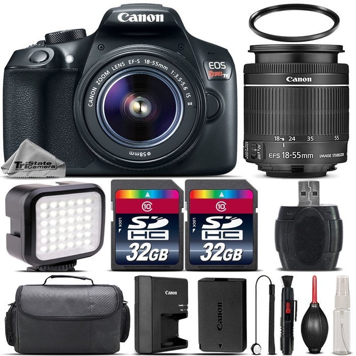 Canon EOS Rebel T6 DSLR Built-In Wi-Fi with NFC Camera + Canon EF-S EF-S 18-55mm f/3.5-5.6 IS II Lens + 64GB Storage... N4