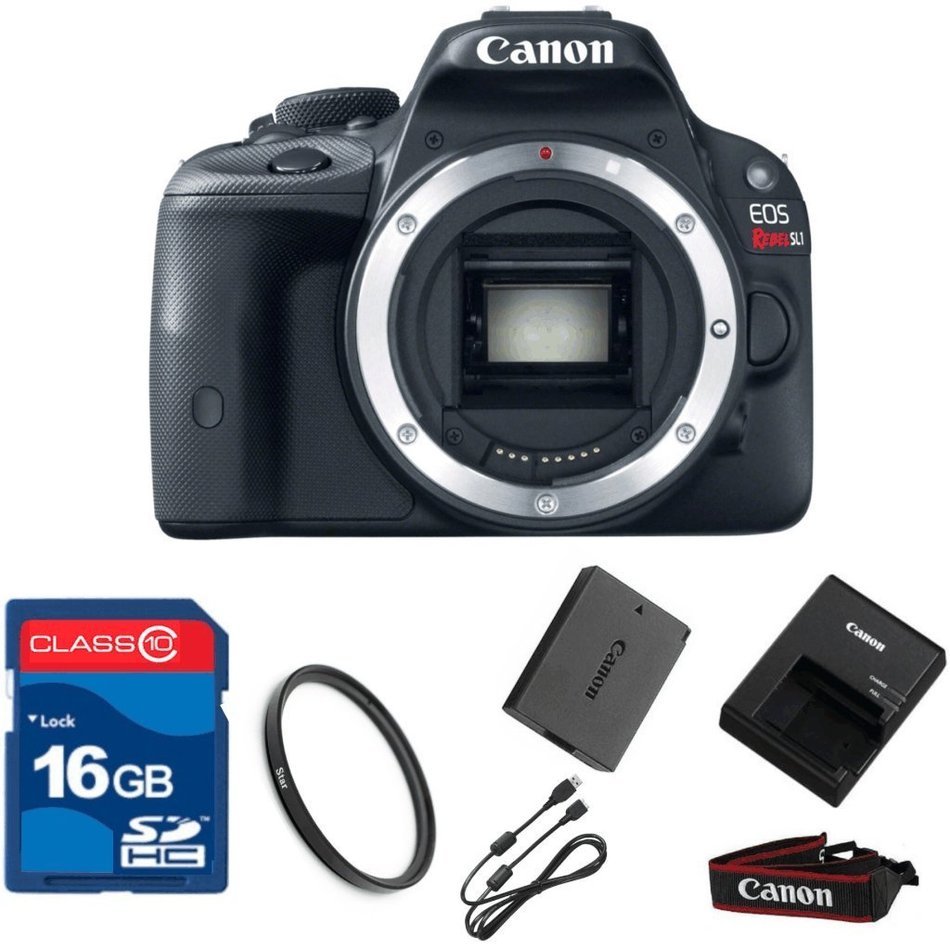 Canon SL1 DSLR Camera Body Only (NO LENS)+ 16GB Memory + UV Filter + Deluxe Value - International Version