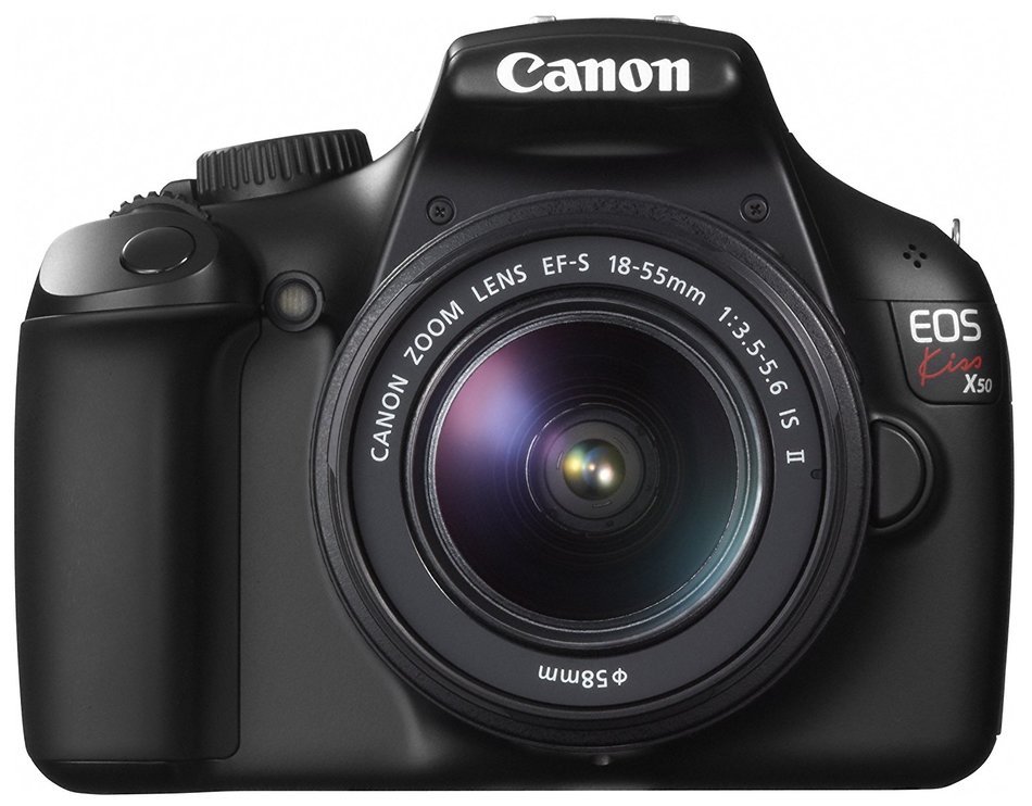 Canon Digital SLR Camera EOS Kiss X50 with EF-S18-55mm IS II Lens Kit (Black) - International Version (No Warranty) N8