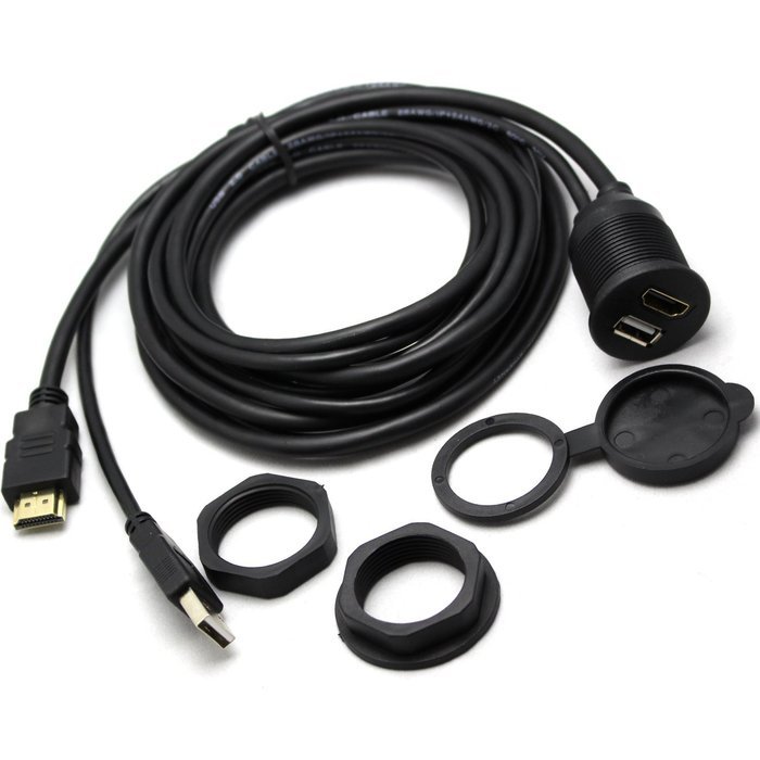 RAYSUN 1 Meter USB and 3.5mm AUX Extension Flush Mount - USB Dash Mount for Car Boat Motorcycle N8