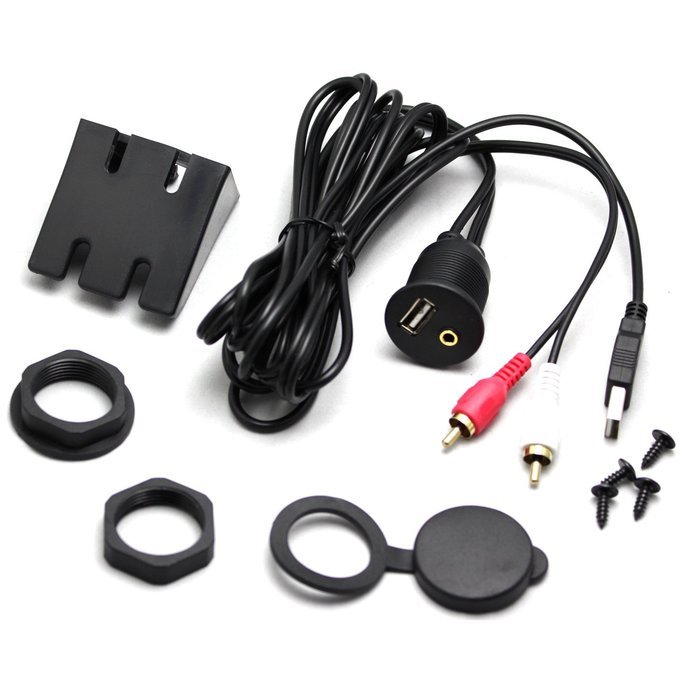 RAYSUN 1 Meter USB and 3.5mm AUX Extension Flush Mount - USB Dash Mount for Car Boat Motorcycle N10