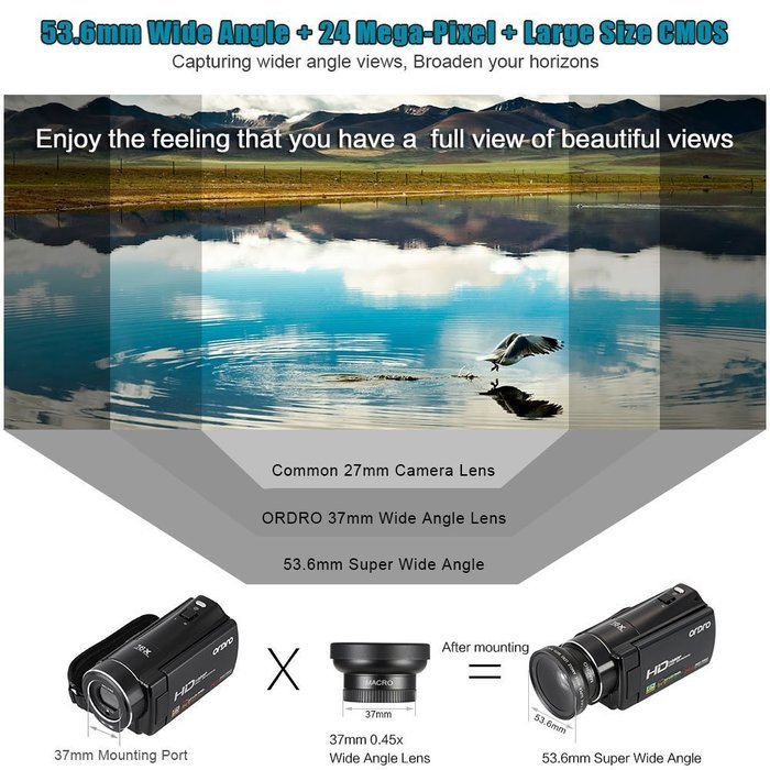 ORDRO HDV-V7 1080P Full HD Digital Video Camera Camcorder Max 24 Mega Pixels 16&times; Digital Zoom 3.0" Rotatable LCD... N4