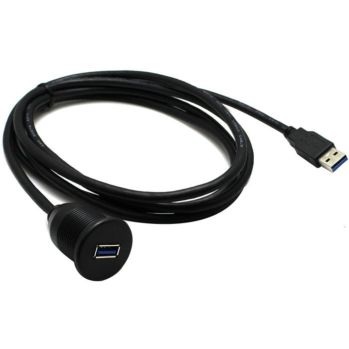 RAYSUN 1 Meter USB and 3.5mm AUX Extension Flush Mount - USB Dash Mount for Car Boat Motorcycle N12