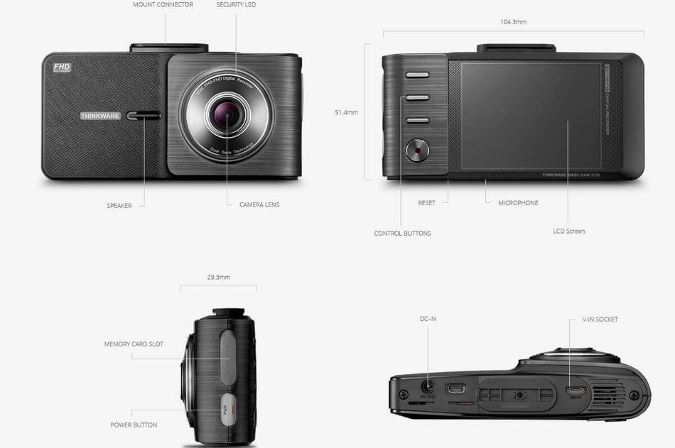 Gentex Thinkware F550 Dash Cam with 32GB SD Card Ultra Night Vision Built In Display Front & Rear Full HD 19-F550