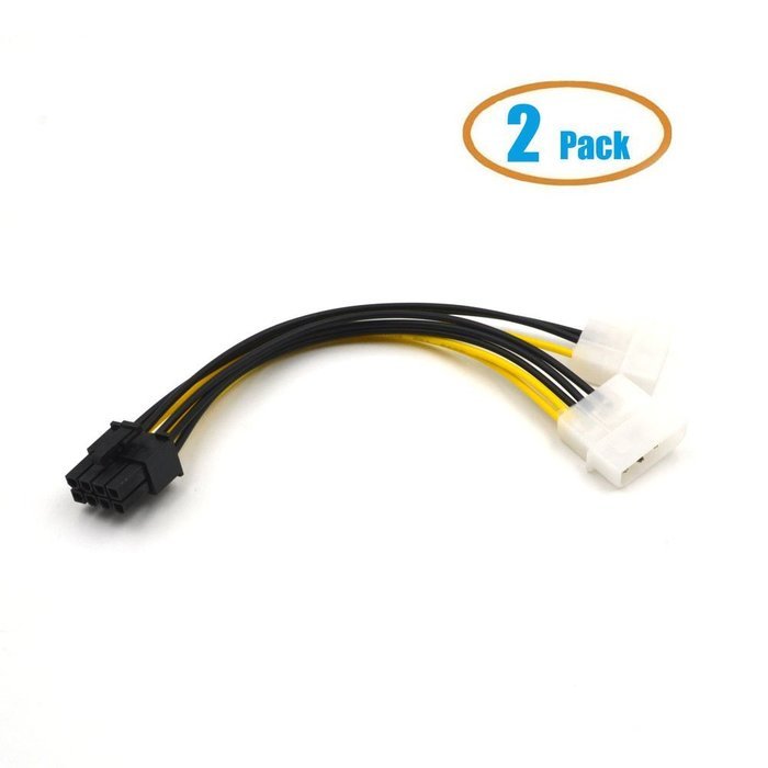 Electop 2 Pack PCI Express 8 Pin To Dual 4 Pin Molex IDE Power Cable Adapter N2