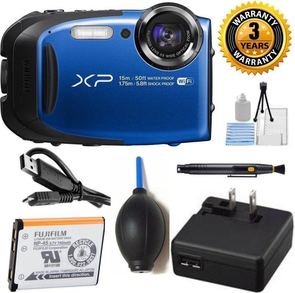 Fujifilm FinePix XP80 Blue Waterproof Digital Camera Bundle with 2.7-Inch LCD Screen (White Box Packaging, Brand... N2
