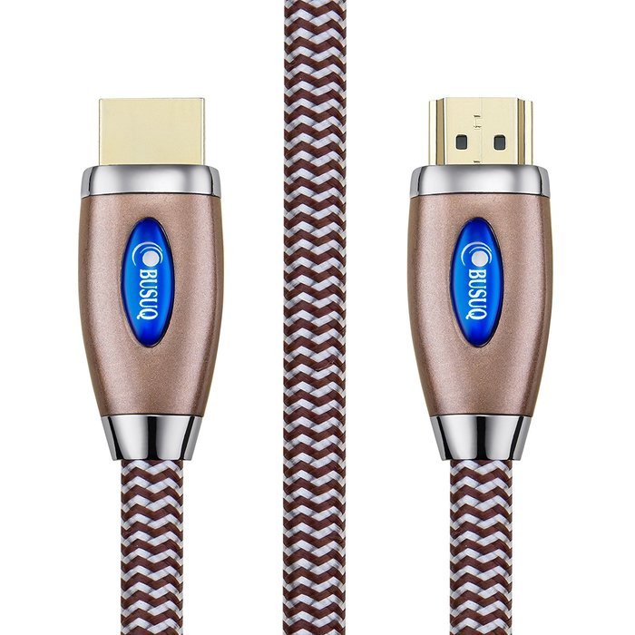 BUSUQ High-Speed Standard HDMI Cable Supports Ethernet, 3D and Audio Return (75 Feet/23 Meter), Black- Red Nylon... N18