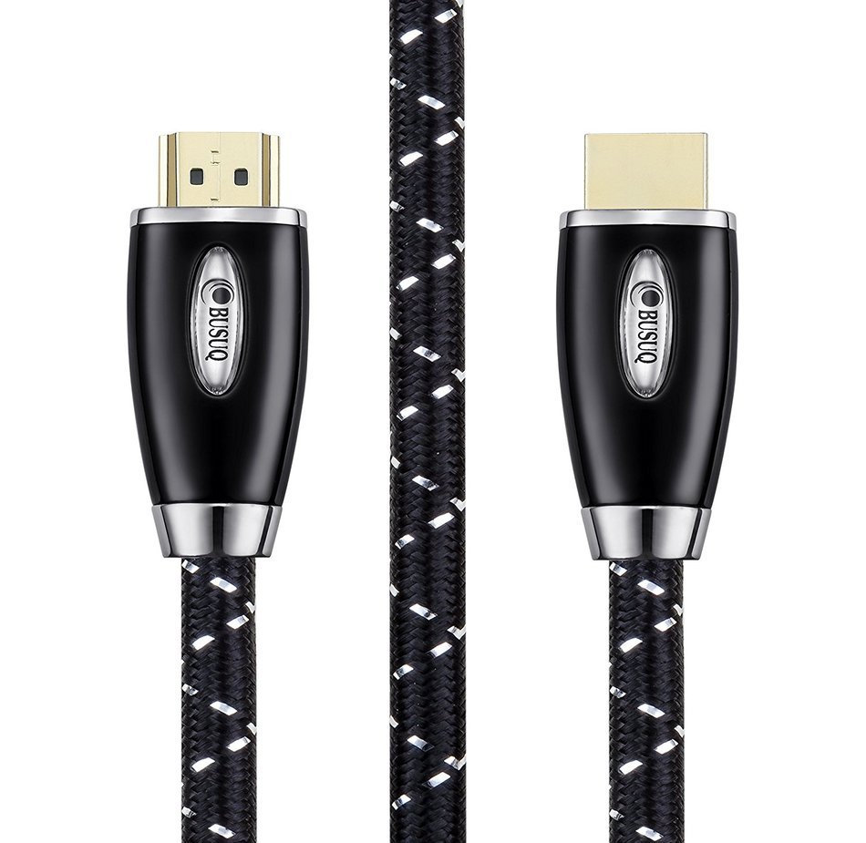 BUSUQ High-Speed Standard HDMI Cable Supports Ethernet, 3D and Audio Return (75 Feet/23 Meter), Black- Red Nylon... N20