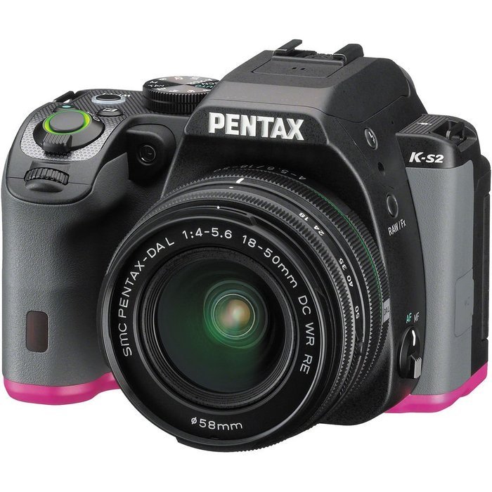 Pentax 20MP Weatherized SLR with Lens Kit, Black (K-S2 SLR lens kitw/18-50mm WR black/pink)