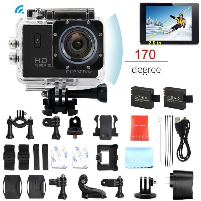 PINGKO F71 WIFI Full HD Sports Action Camera,1080P 30fps 12MP 2.0 Inch LCD Screen 170 Degree Wide Angle Lens Waterproof... N11