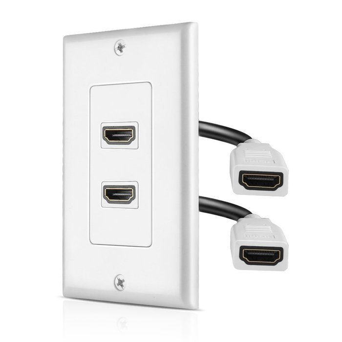 TNP HDMI Wall Plate - Dual (2 Port) HDMI Socket Plug Jack Outlet Decorative Face Cover Mount Panel with Built...