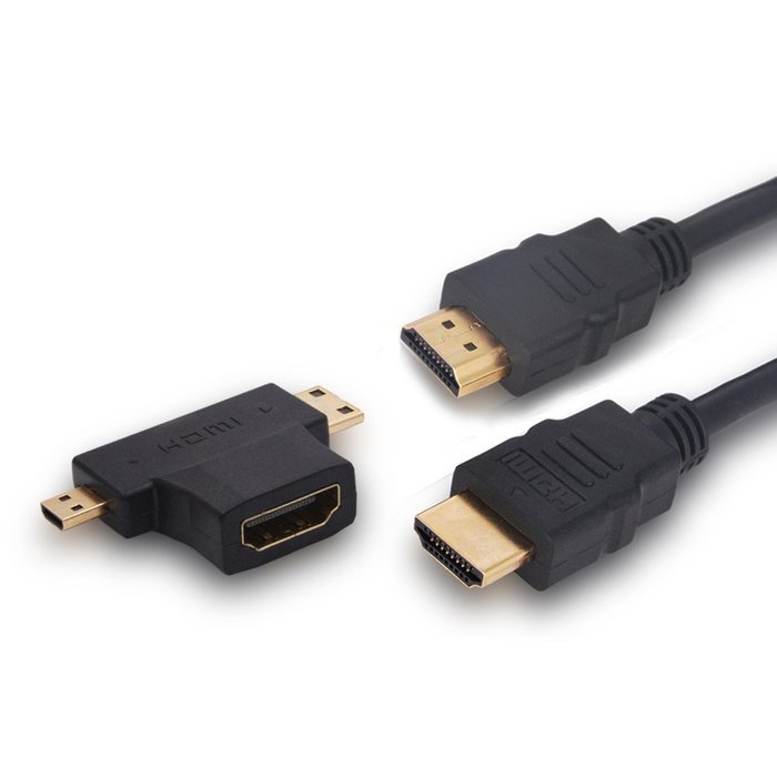 MILAPEAK (2 in 1) Mini-HDMI + Micro-HDMI Male to HDMI Female Adapter with Gold Plated, Black N27