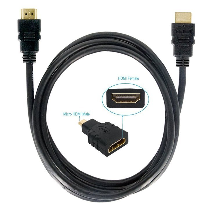 MILAPEAK (2 in 1) Mini-HDMI + Micro-HDMI Male to HDMI Female Adapter with Gold Plated, Black N31
