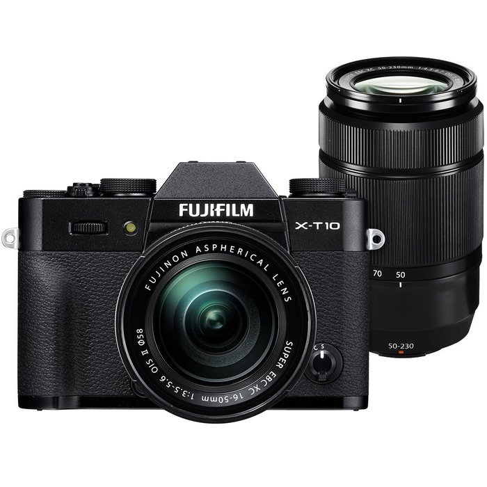 Fujifilm X-T10 Digital Camera & 16-50mm II & 50-230mm II XC Lenses (Black) + 64GB Card + Case + Flash + Battery... N3