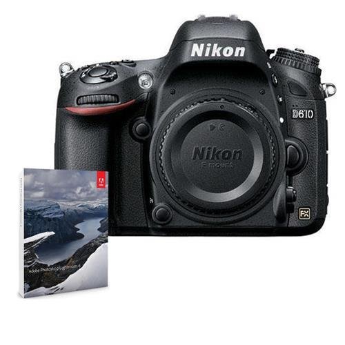 Nikon D610 FX-format Digital SLR Camera Body, 24.3MP, USA Warranty - Bundle with Adobe Photoshop Lightroom 6