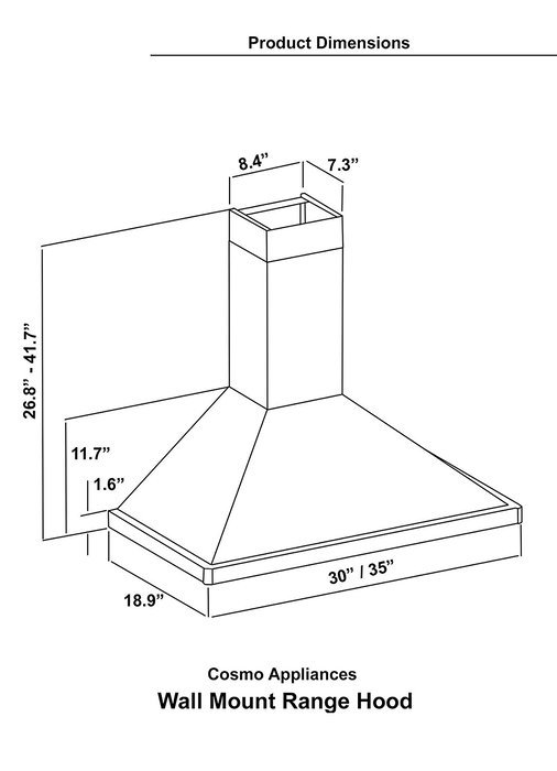 Cosmo COS-63190S 36" Wall Mount Range Hood with Touch Controls N3