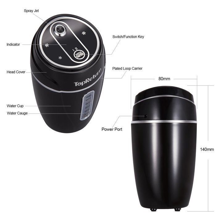 TopReturn Car Air Humidifier, Cool Mist Humidifier, 180ML USB Small Humidifier, Portable Humidifier for Car, Home... N17