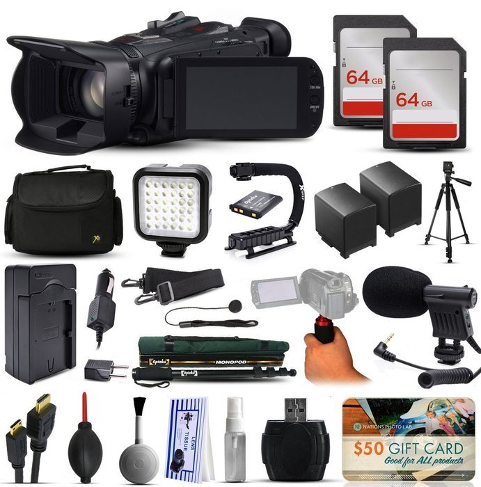Canon XA20 Professional Camcorder Video Camera + 128GB Boardcasting Filmmaker's Package with LED Night Light +...