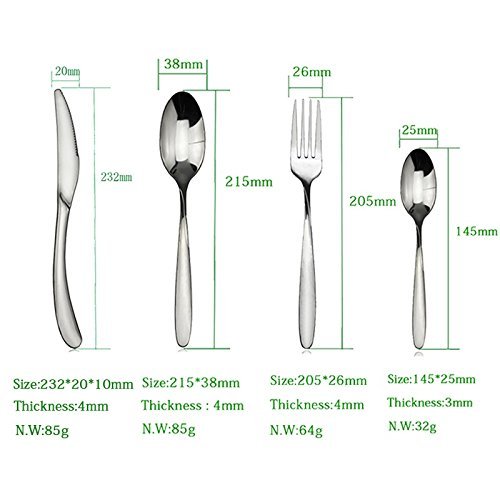 10 set Flatware Cutlery Set Gloss Silver 201 Stainless Steel Set