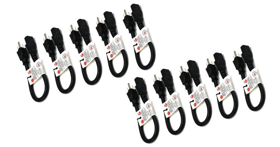 C&E 3 PCS, Power Cord Cable w/ 3 Conductor 14AWG PC Power Connector Socket (C13/5-15P) Black 1 Feet, CNE591452 N24
