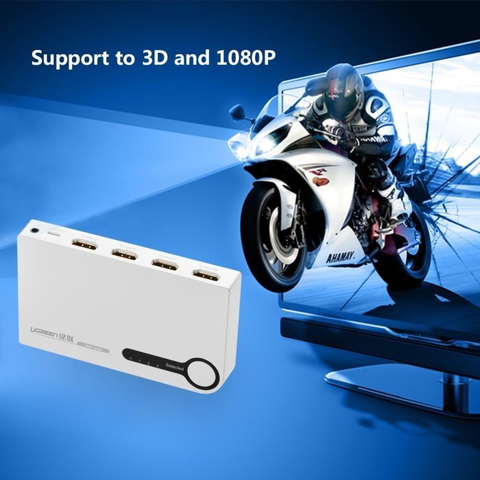Ugreen HDMI Switcher 3x1 with IR Wireless Remote Support 1080P, 3D for Laptop, HD-DVD, PS3, Xbox360, Black N11