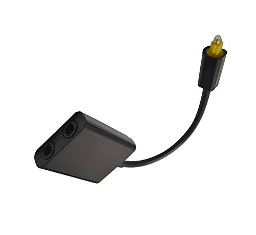 MXtechnic 1 in 2 Out Toslink Fiber Digital Optical Audio Y Splitter Adapter with 24K Gold Connectors -Black N2