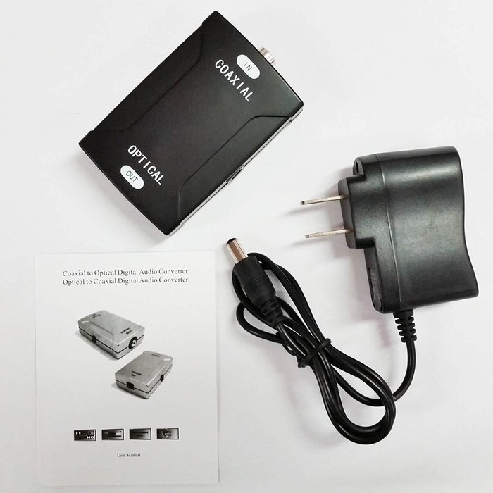 Whizzotech&reg; W3101 Toslink Optical to Coax Coaxial Digital Audio Converter (Black) 24bit/192K sampling rate N4