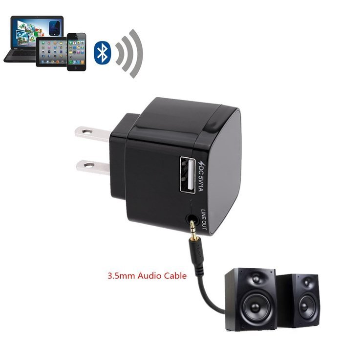 Andoer Mini Portable Bluetooth 3.0 Stereo Audio Music Receiver Adapter with 3.5mm Audio Port USB US Wall Charger N3