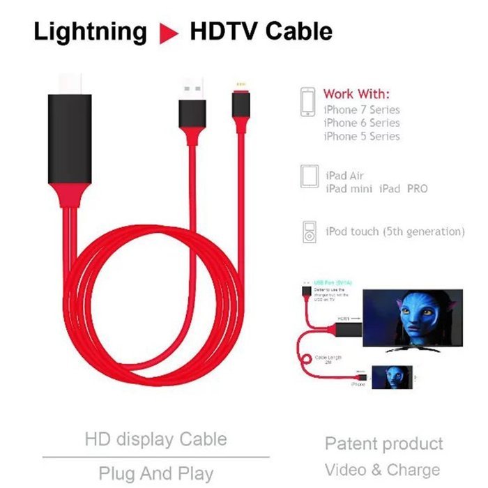 MHL to HDMI Adapter,HYAIZLZ(TM)2 in 1 6.5 Feet MHL to HDMI 1080P HDTV Adapter 8 Pin+Micro USB Cable for iphone...