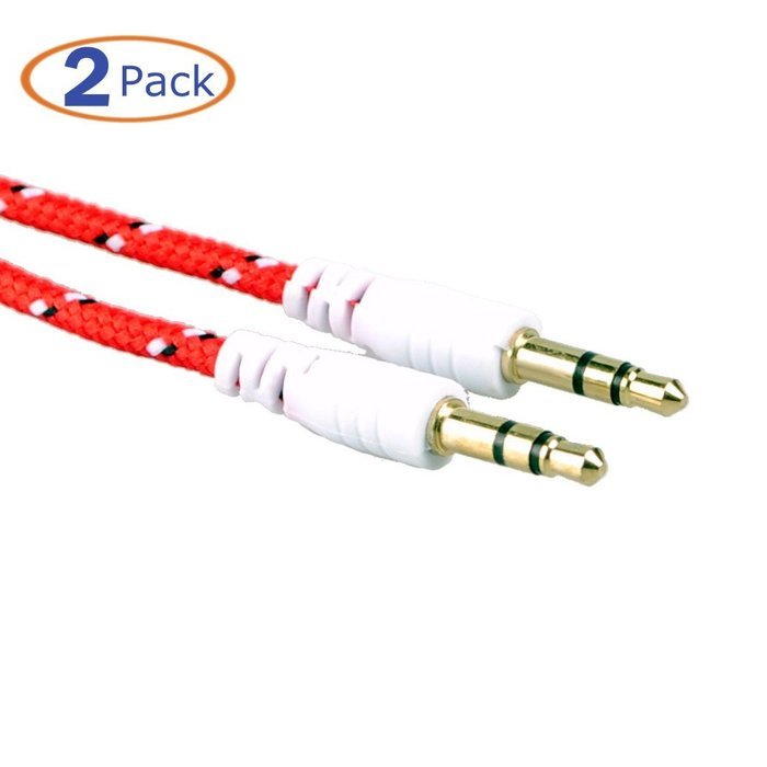 Nylon Braided Audio Cable, Conwork 2-Pack 3.5mm Male To Male Car and Home Stereo Cloth Jacketed Tangle-Free Auxiliary... N8