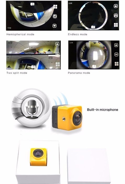 Mini Sport Action Camera 720P 360 degree Panoramic Spherical VR Camera with WiFi