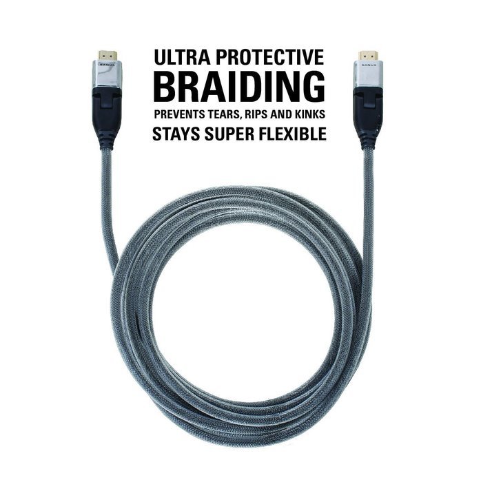Sanus 360 Degree Pivoting HDMI Cable - 10 Feet - 18 Gbps High-Speed Cable Supports Full 1080P, 4K, UltraHD, 3D... N3