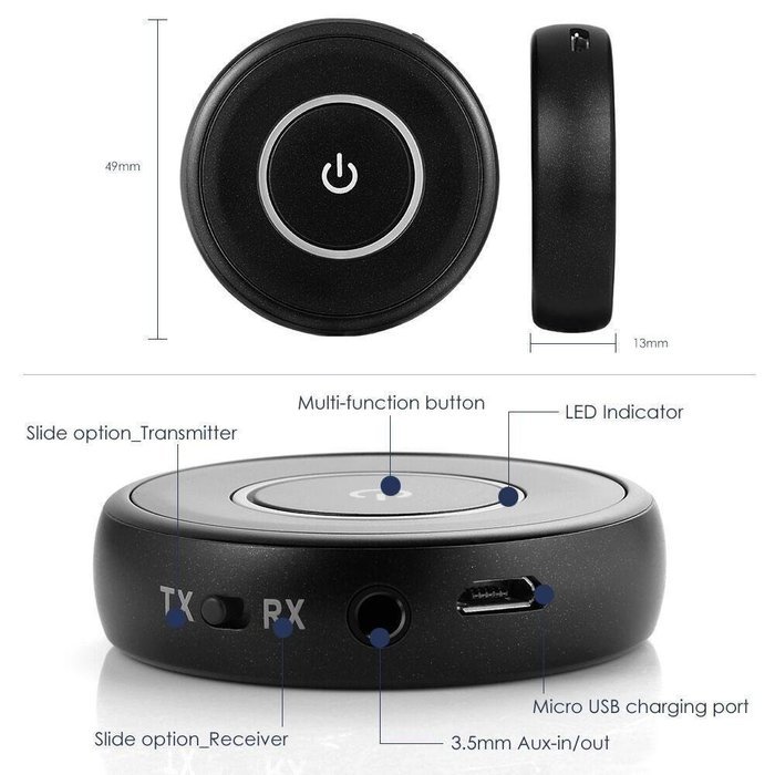 Bluetooth 4.1 Wireless Audio Transmitter Receiver Aptx Low Latency, Kobwa 2 in 1 Bluetooth Receiver 3.5mm Jack... N2