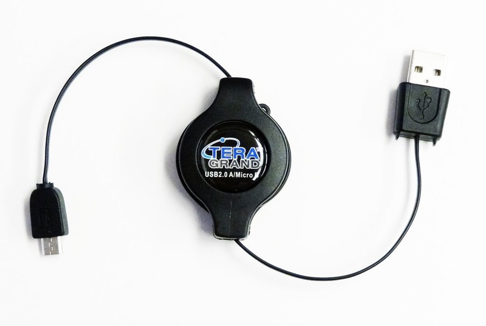 Tera Grand RETA-TE222-BL 3.5 mm Male to Male Stereo Retractable Cable with Aluminum Housing, Blue, 2.9' N27