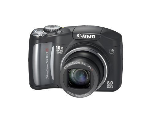 Canon PowerShot SX100IS 8MP Digital Camera with 10x Optical Image Stabilized Zoom (Black) N7