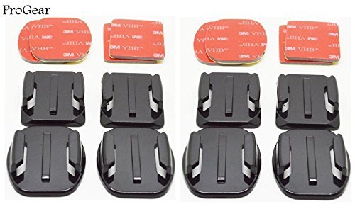 ProGear 4X Curved Mounts and 4X Flat Mounts With 3M Adhesive Pads For GoPro Hero 4/3+/3/2/1 Everything Included