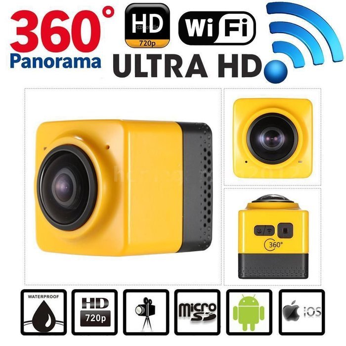 ISBAL(TM) 360 degree camera Panorama camera sports camera HD WIFI camera Green N3