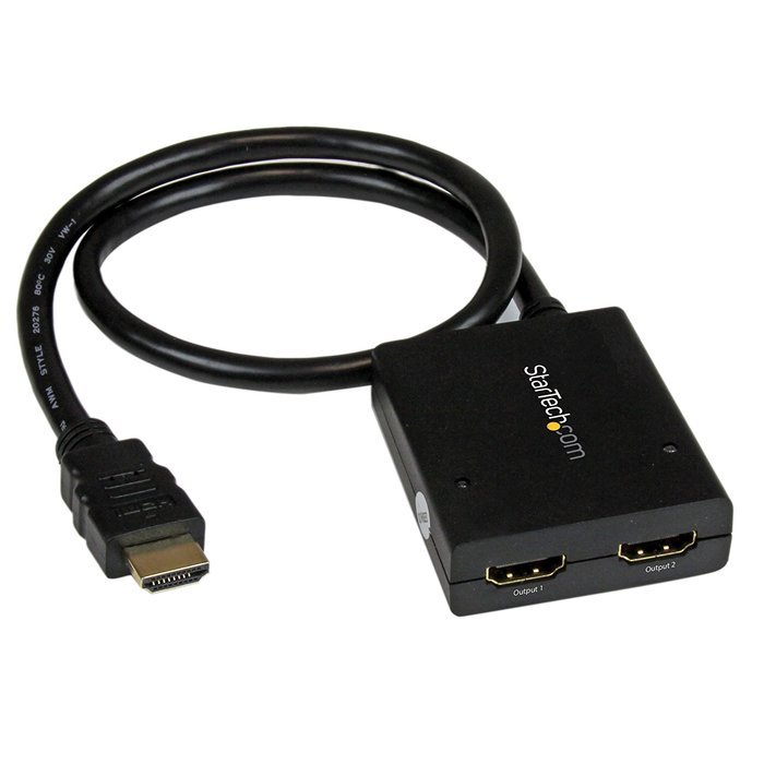 StarTech.com ST122HD4KU 4K HDMI 2-Port Video Splitter Built-In HDMI Source Cable N4