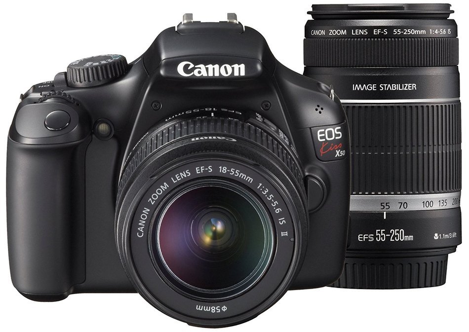 Canon Digital SLR Camera EOS Kiss X50 with EF-S18-55mm IS II Lens Kit (Black) - International Version (No Warranty) N10