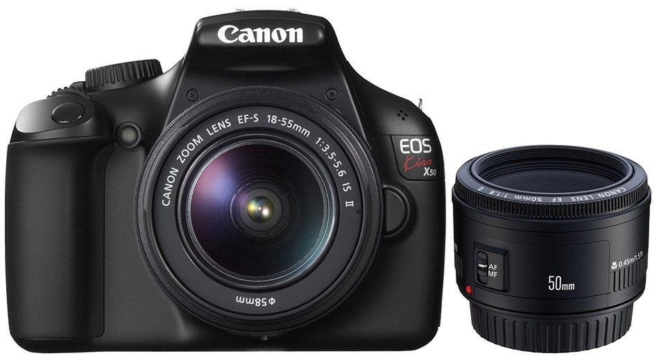 Canon Digital SLR Camera EOS Kiss X50 with EF-S18-55mm IS II Lens Kit (Black) - International Version (No Warranty) N11