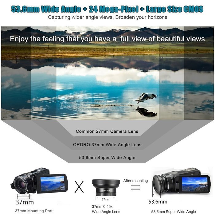 Ordro HD Camcorder 1080P 3" LCD CMOS Sensor 120x Digital Zoom Video Recorder Support Face Detection Remote Control...