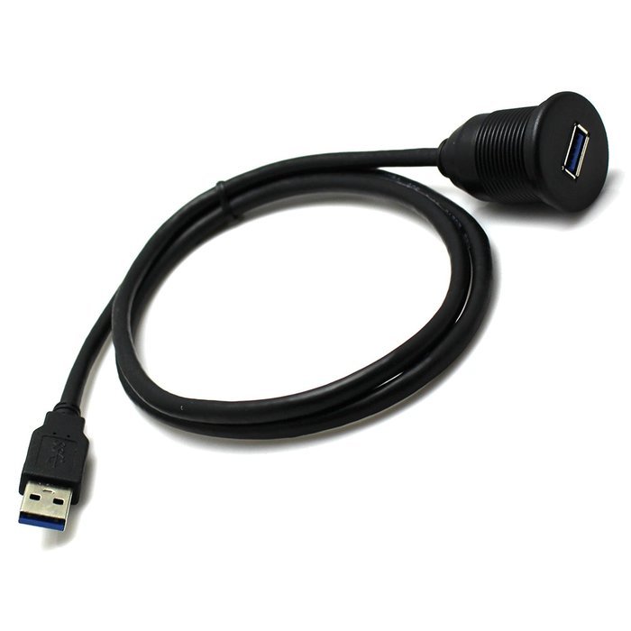 RAYSUN 1 Meter USB and 3.5mm AUX Extension Flush Mount - USB Dash Mount for Car Boat Motorcycle N16