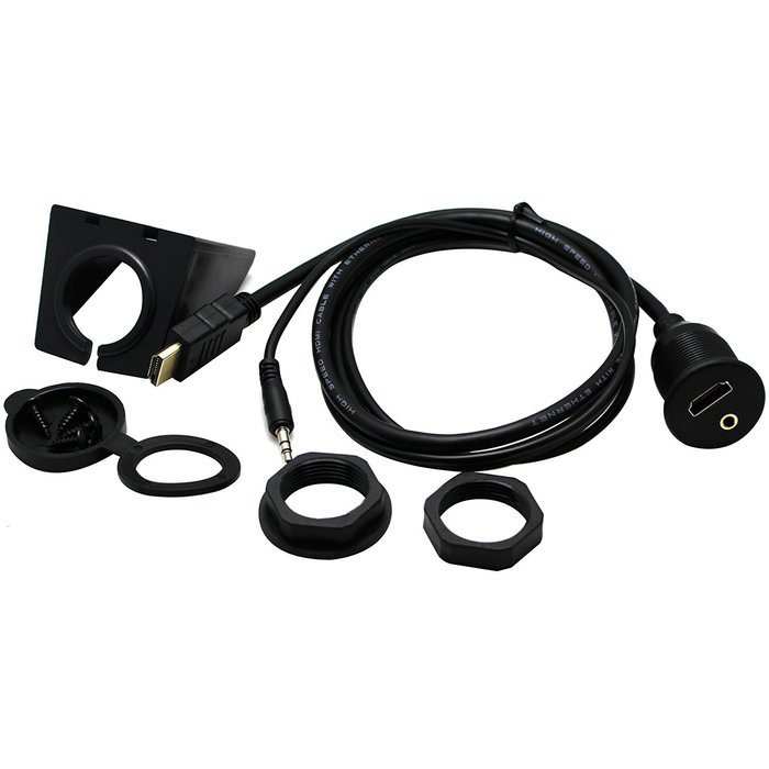 RAYSUN 1 Meter USB and 3.5mm AUX Extension Flush Mount - USB Dash Mount for Car Boat Motorcycle N17