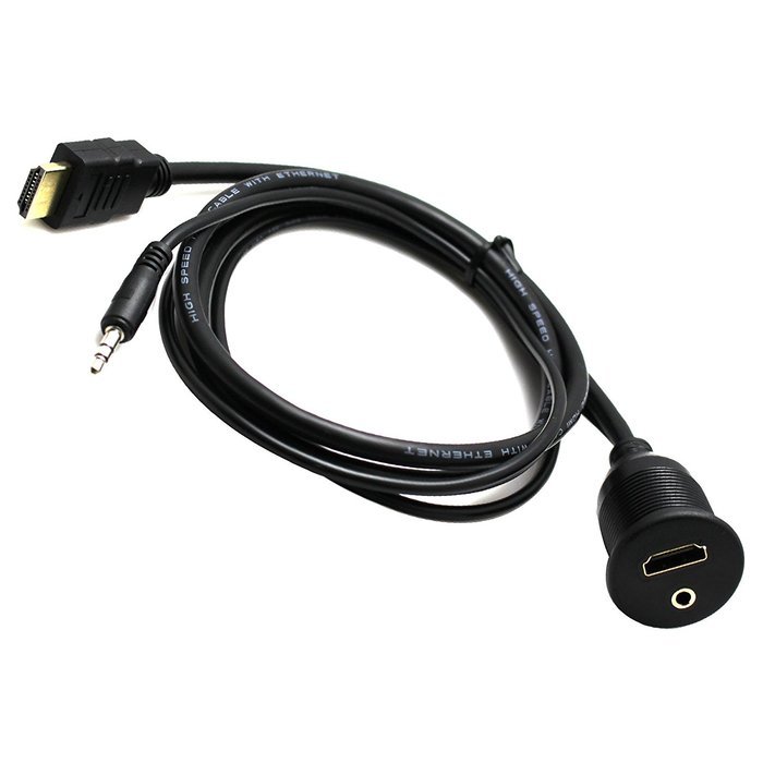 RAYSUN 1 Meter USB and 3.5mm AUX Extension Flush Mount - USB Dash Mount for Car Boat Motorcycle N19