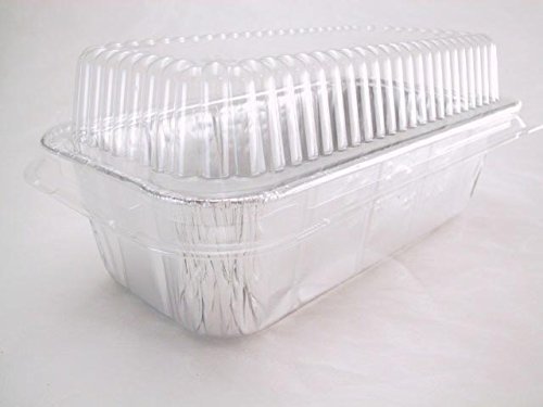 Disposable Aluminum 2 Lb. Loaf Pan with Clear Plastic Snap on Lid #5100P (50) N2
