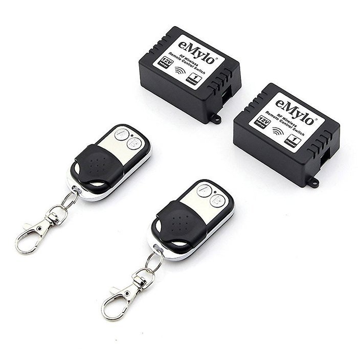 eMylo DC 12V 1 Channel Smart RF Wireless Relay Remote Control Momentary Switch Transmitter with Relay Receiver