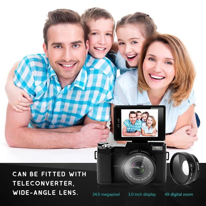 inkint 24MP 4X Digital Zoom Digital Single Lens Mirrorless Camera TFT Display 180 Degree Rotation Ultra Camera... N6