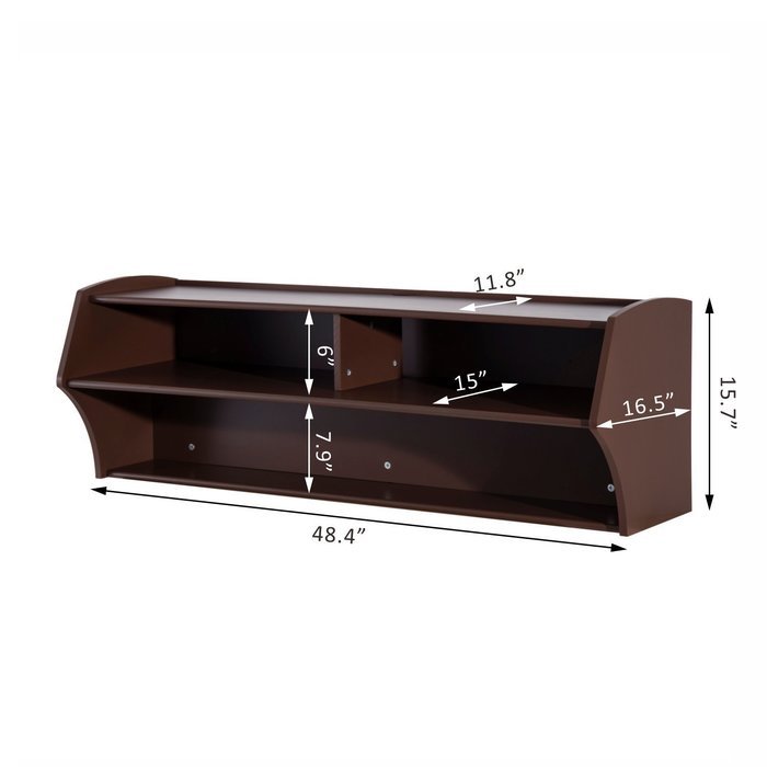 HomCom 49&rdquo; Wall Mounted Floating Media Console - Black N10